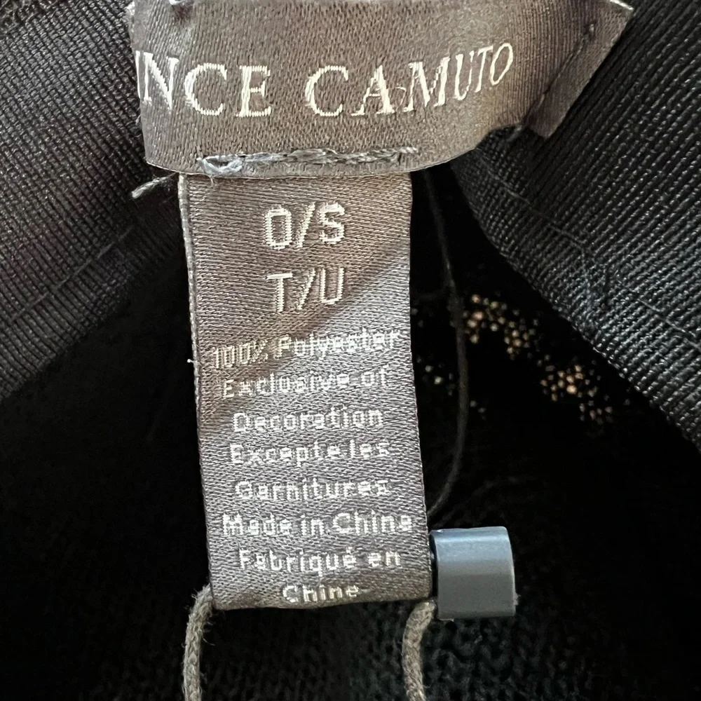 Vince Camuto Black Wide Brim Adjustable‎ One Size Lightweight Airy Cloth Hat